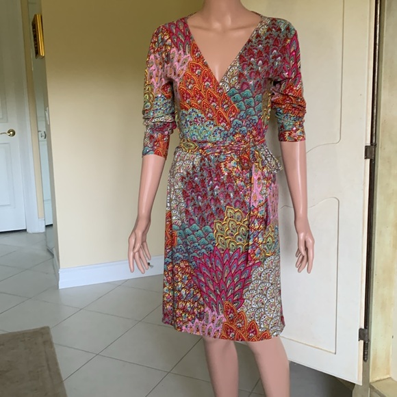 Elyssa Suzanne printed with sequins wrap dress - Picture 2 of 7